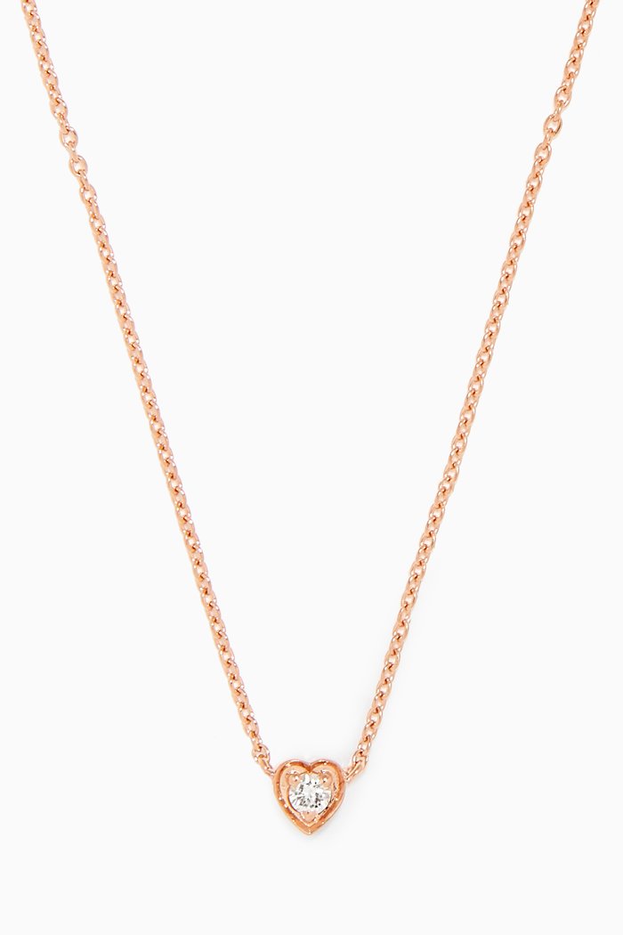 Mini Heart Diamond Necklace in 18kt Rose Gold