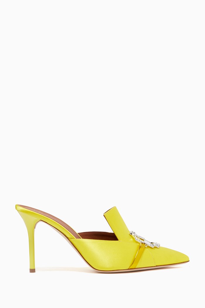 

Anais 85 Brooch Mules in Satin, Yellow