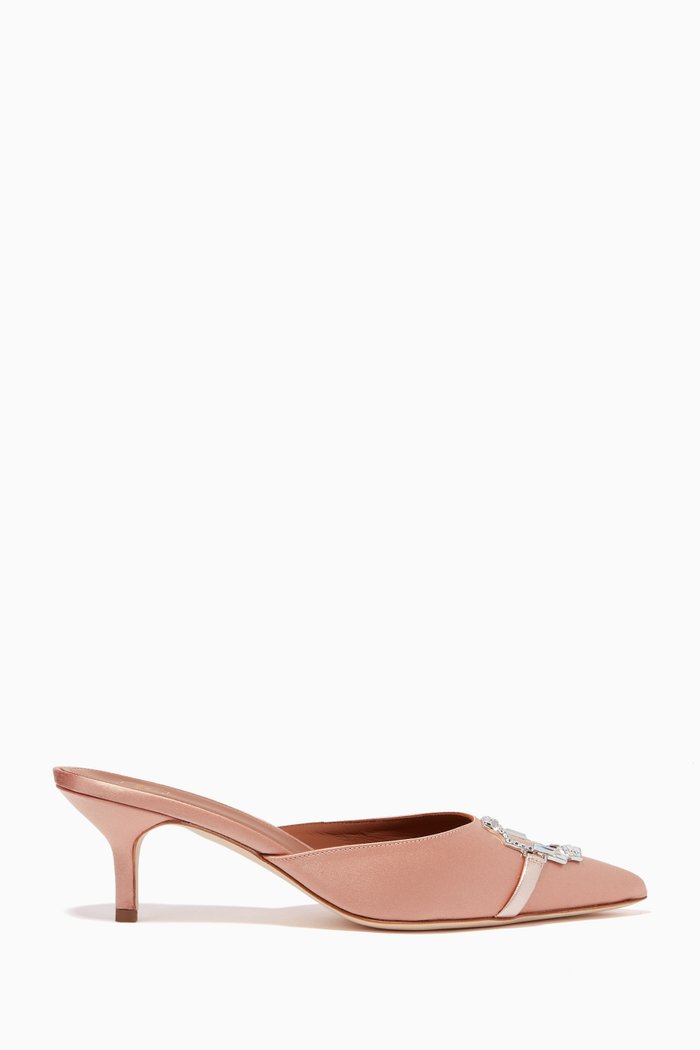 Missy 45 Brooch Mules in Satin, Pink