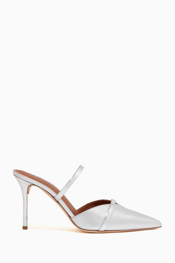 

Frankie 85 Mules in Metallic Leather, Silver