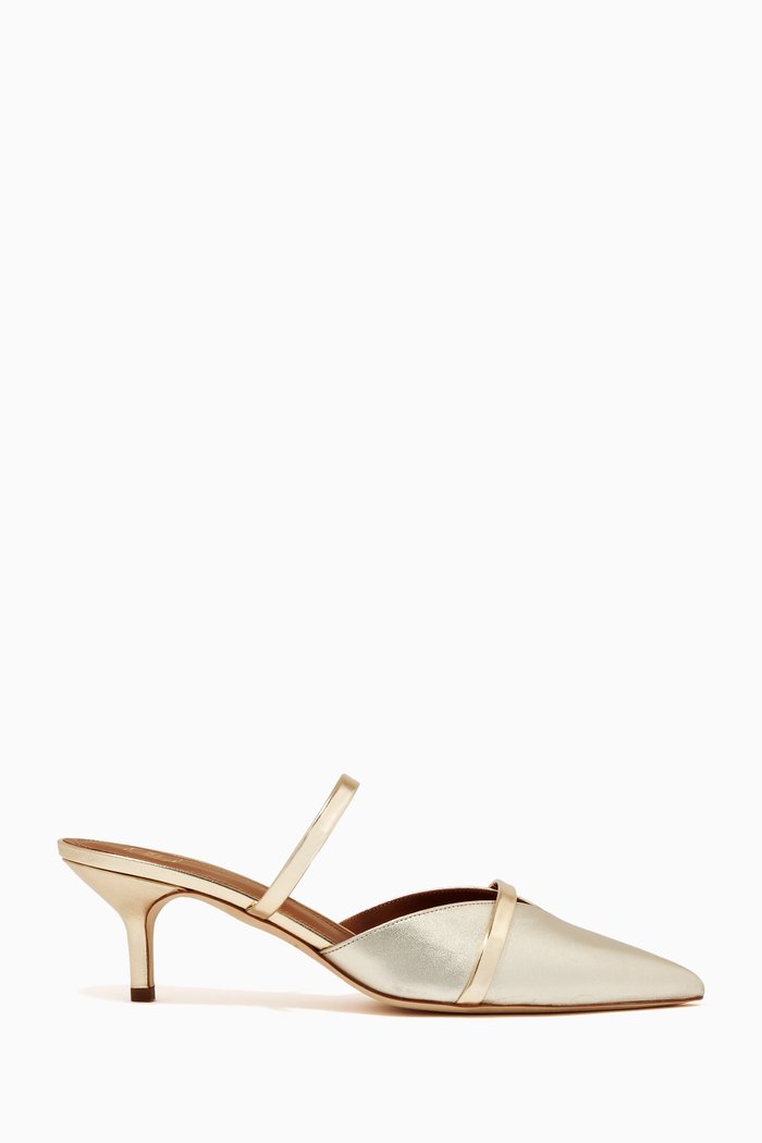 

Frankie 45 Mules in Metallic Leather, Grey