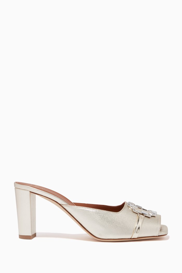 

Myra 70 Brooch Mules in Nappa, Grey