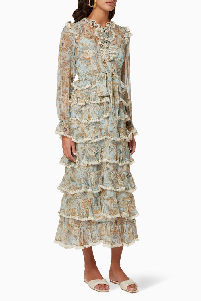 

Ladybeetle Tiered Frill Midi Dress, Blue