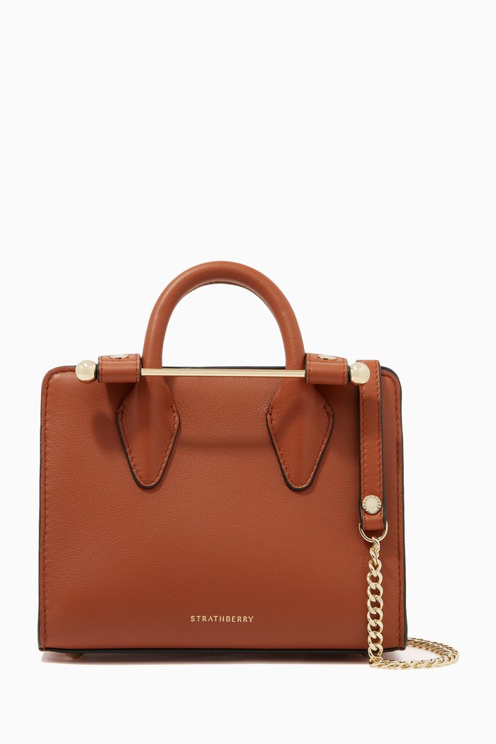 

Nano Tote Bag in Leather, Brown