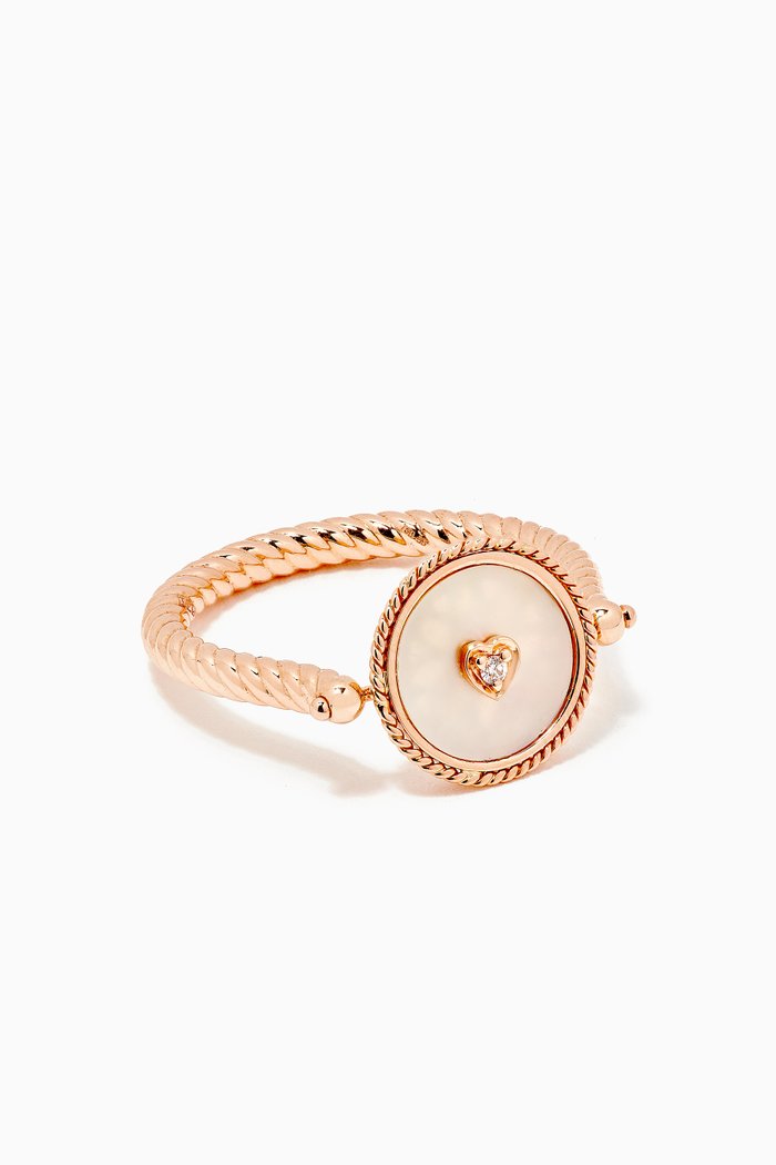 

Heart Deera Flip Mother of Pearl Ring in 18kt Rose Gold