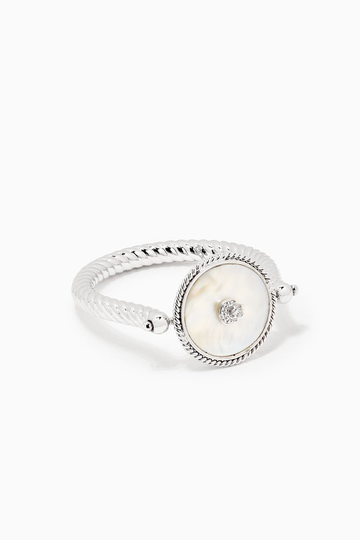 

Moon Deera Flip Mother of Pearl Ring in 18kt White Gold, Silver
