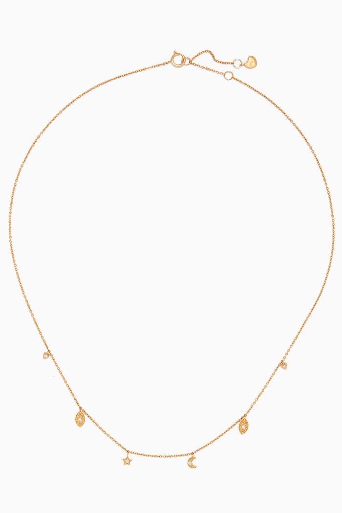 

Mixed Mini Sea Signs Diamond Necklace in 18kt Yellow Gold