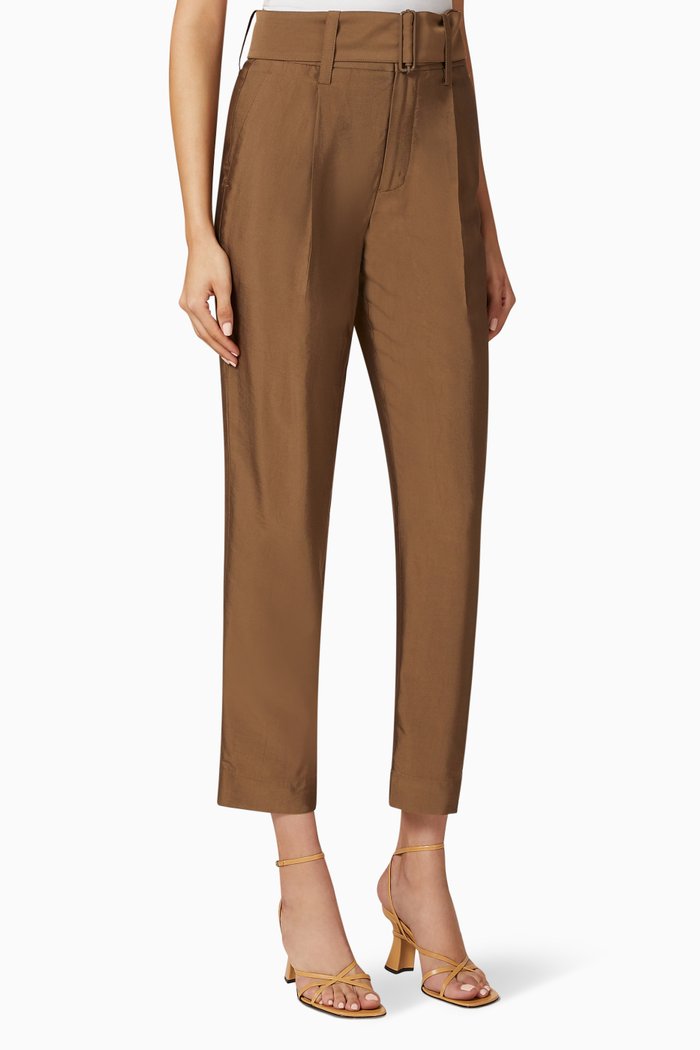 

High Waist Crepe Tapered Pants, Neutral