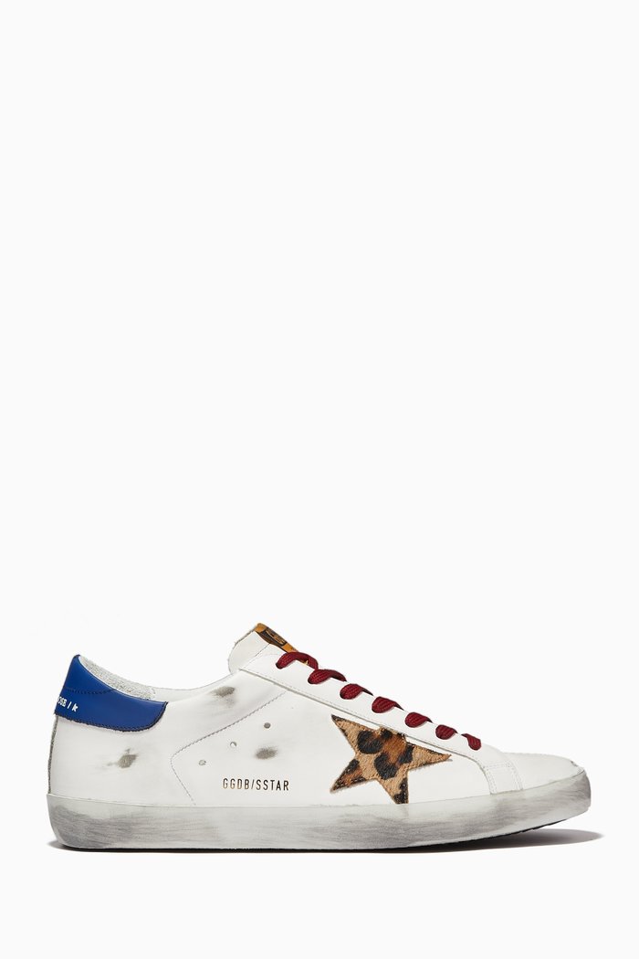 

Super-Star Sneakers with Leopard-Print Star in Leather, White