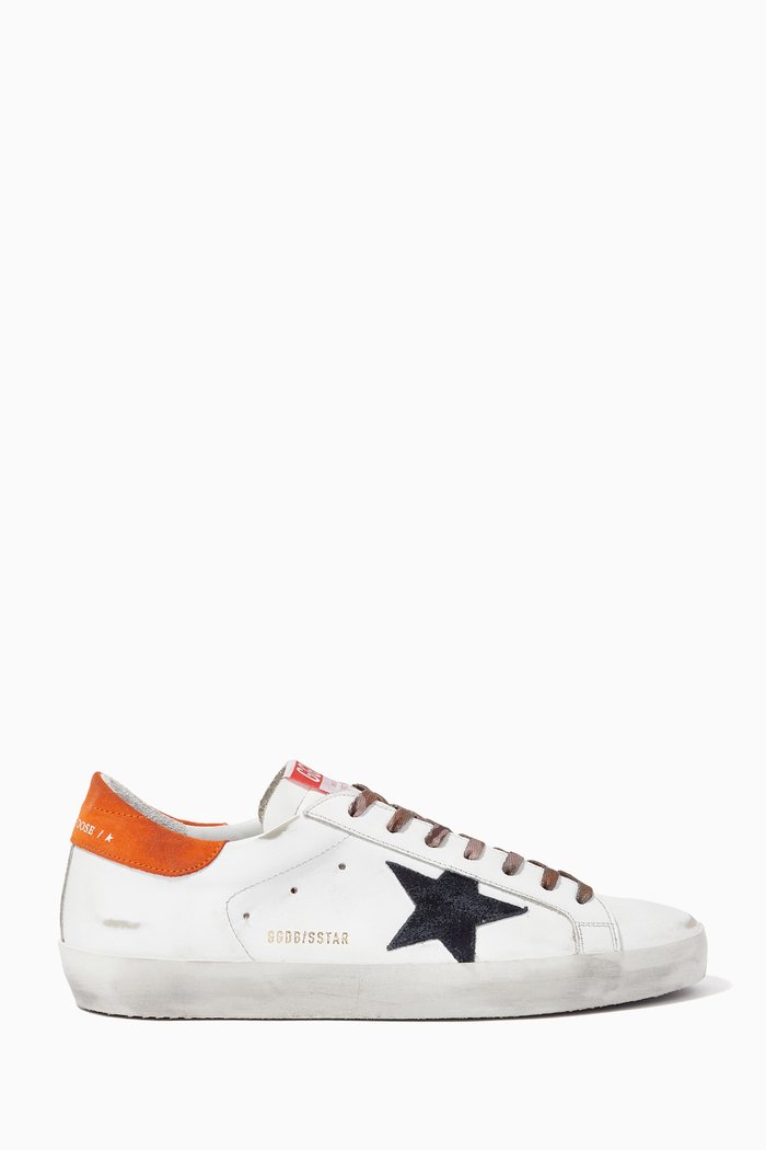 

Super-Star Sneakers with Suede Star in Leather, White