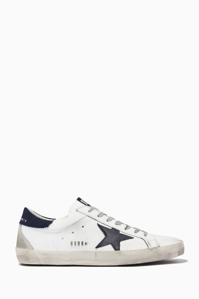 

Super-Star Sneakers with Suede Star in Leather, White