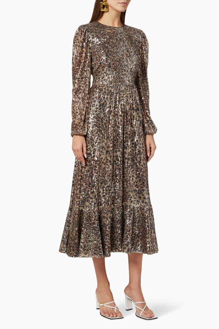 

Emmy Speckle Sequins Midi Dress, Silver
