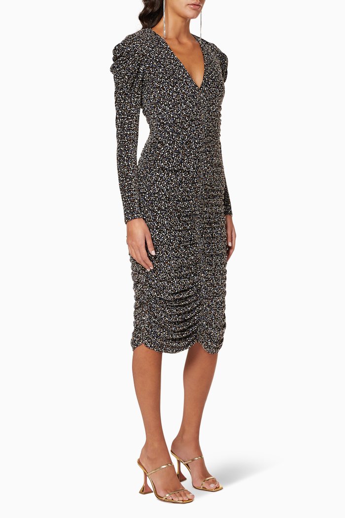 

Edith Metallic Jersey Dress, Black