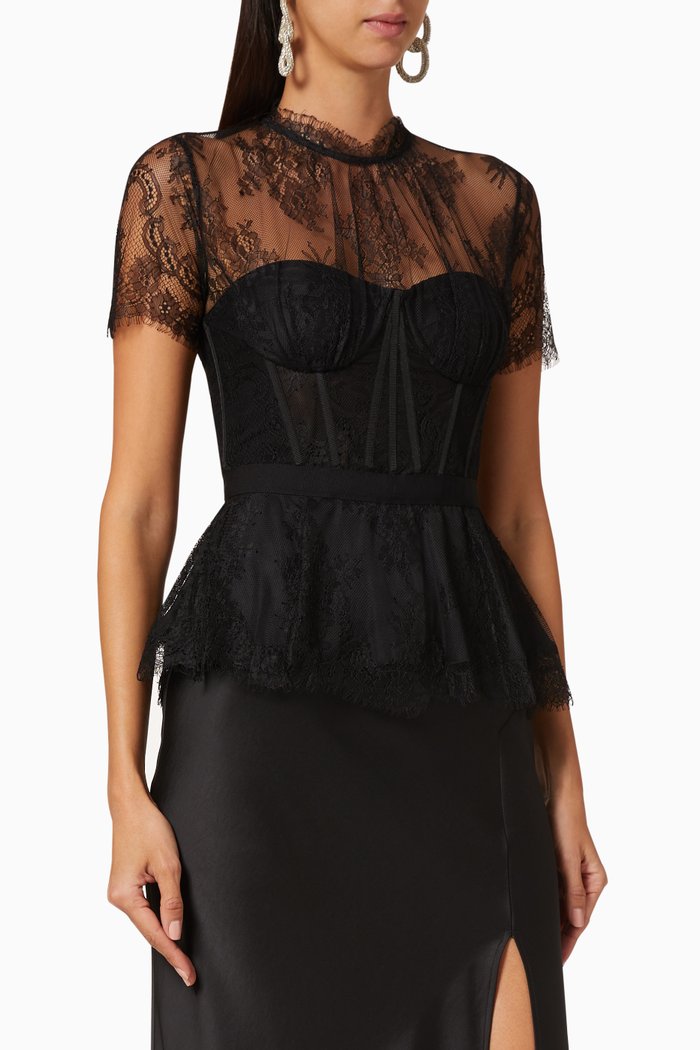 

Kehlani Lingerie Lace Bustier Top, Black