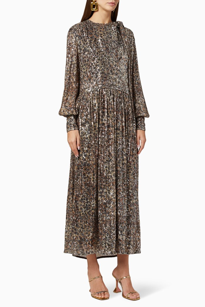 

Casey Speckle Sequins Midi Dress, Silver