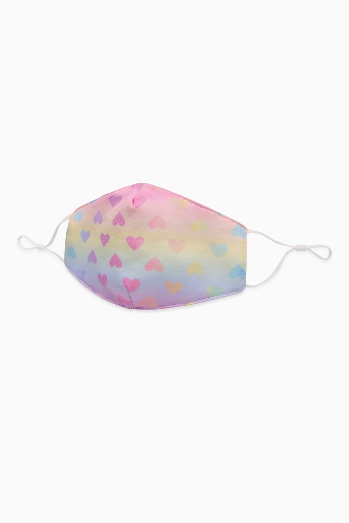 Ombre Heart Printed Face Mask, Pink