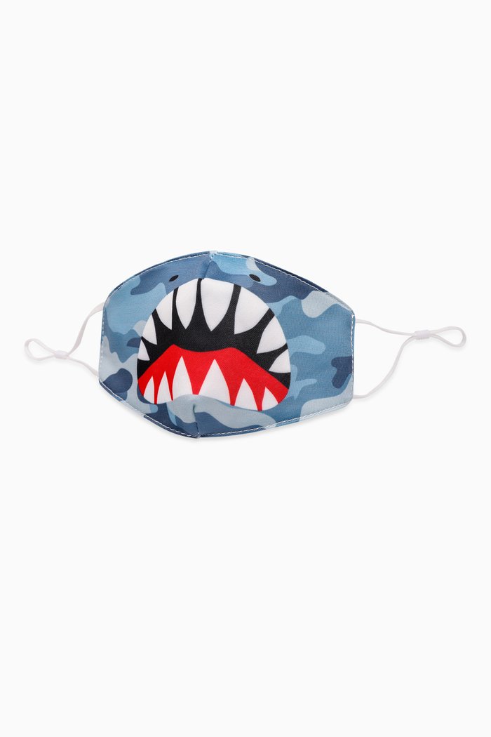 

Camo Shark Printed Face Mask, Grey