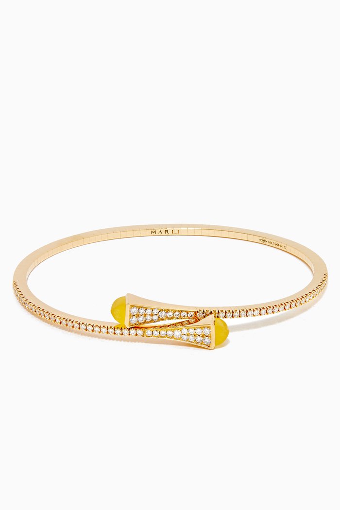 

Cleo Yellow Quartz Diamond Slim Slip-on Bracelet in 18kt Yellow Gold