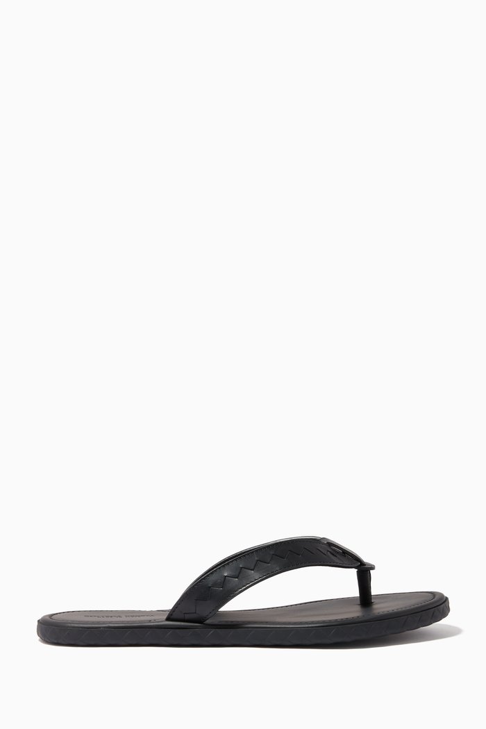 

Plage Flip Flops in Calfskin, Black
