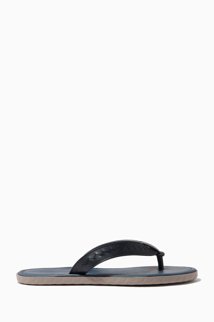 Plage Flip Flops in Calfskin, Blue