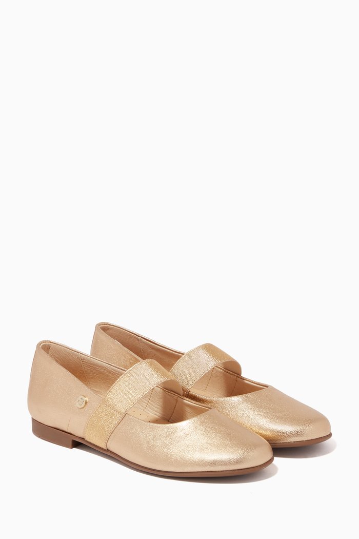 

Ballerina Pumps in Leather, Gold