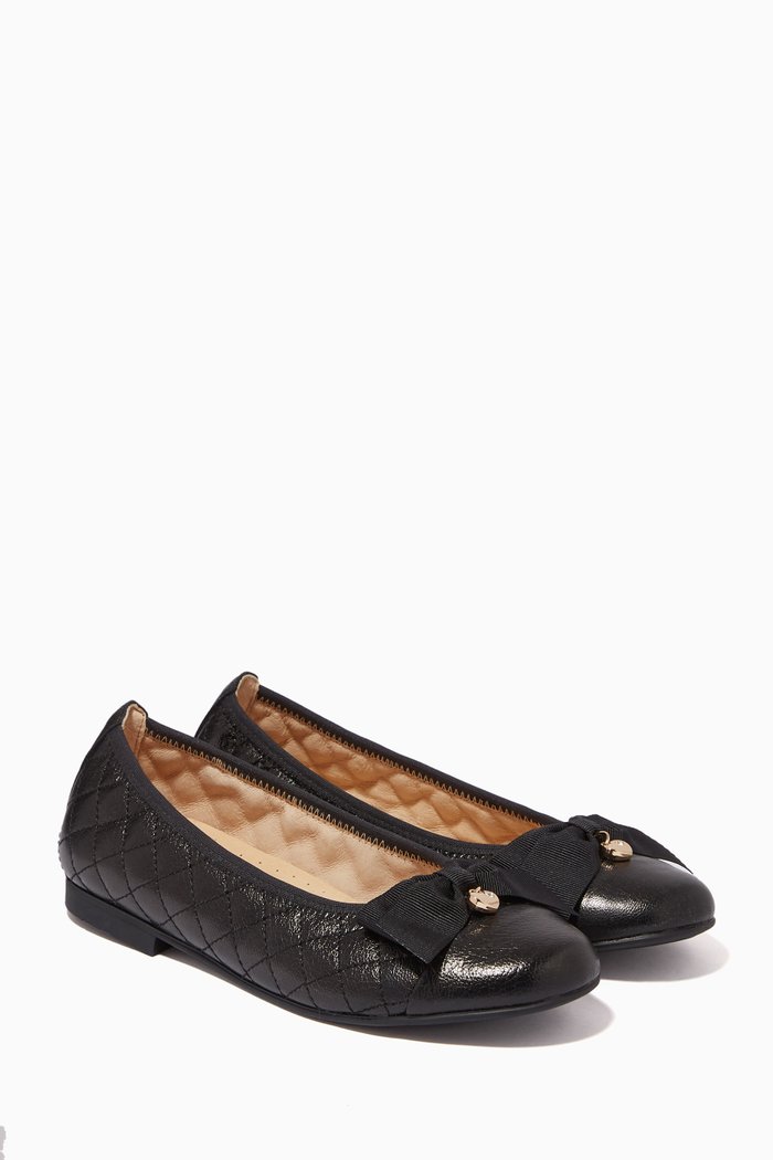 Ballerina Pumps in Quilted Leather, Black