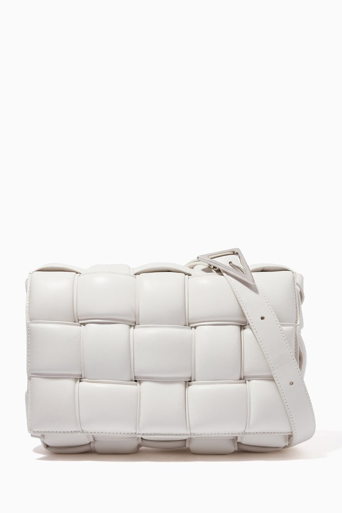 Padded Cassette Bag in Nappa, White