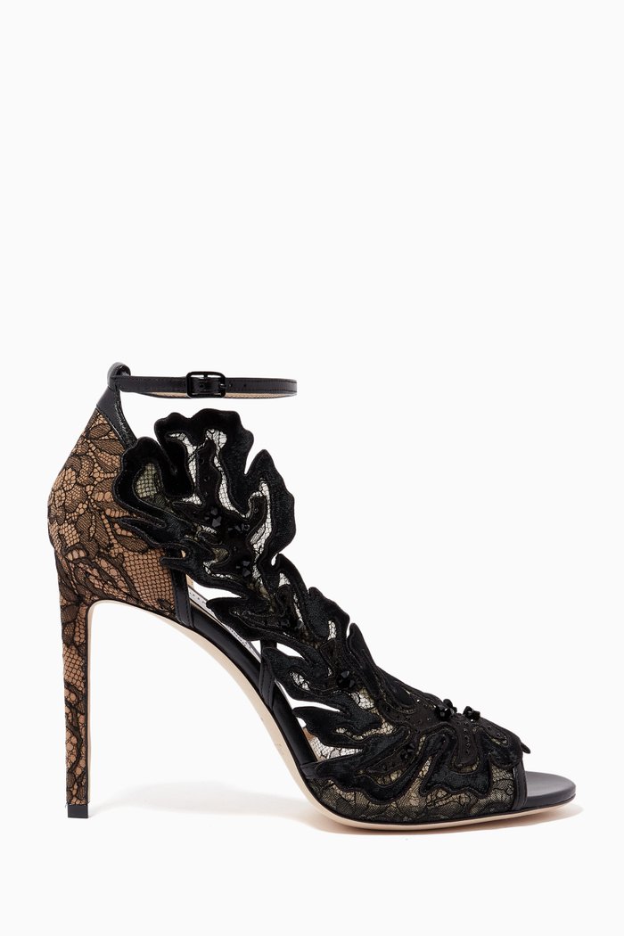 

Lucele 100 Sandals in Nappa Lace, Black
