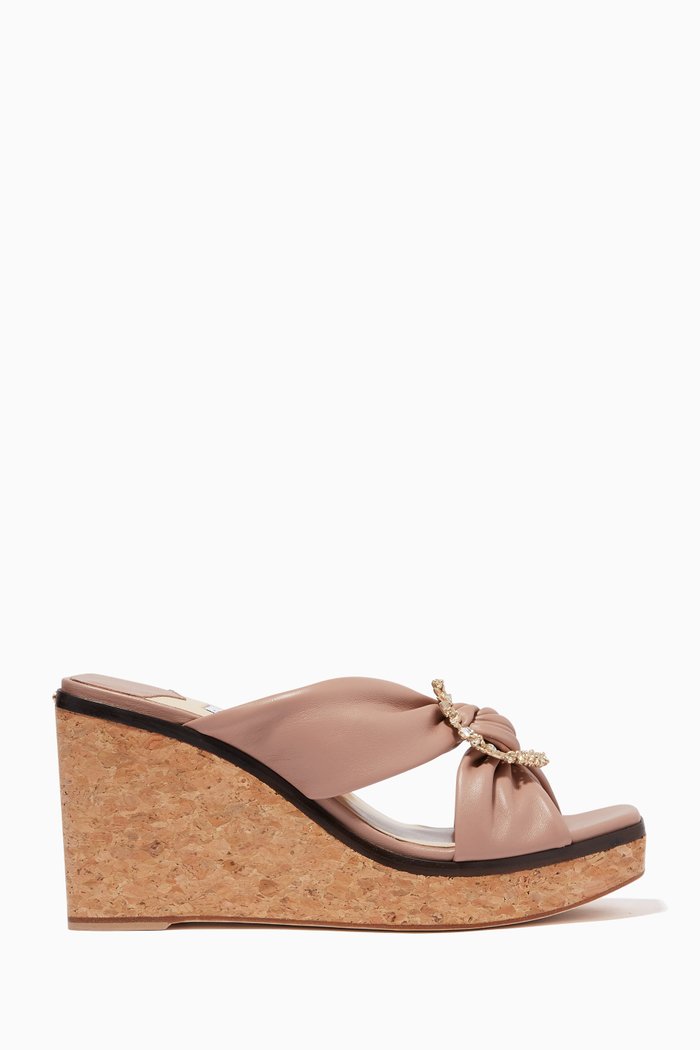

Nevara 90 Wedge Sandals in Nappa, Pink