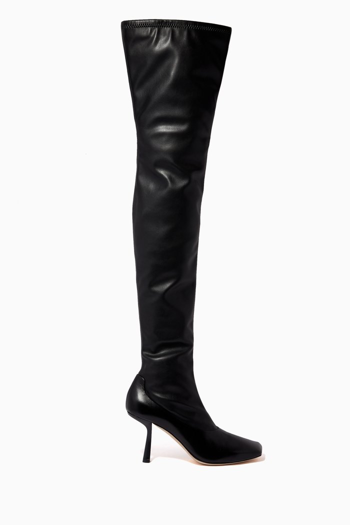 

Mire 85 Over-The-Knee Boots in Kid Leather & Stretched Bonded Fabric, Black