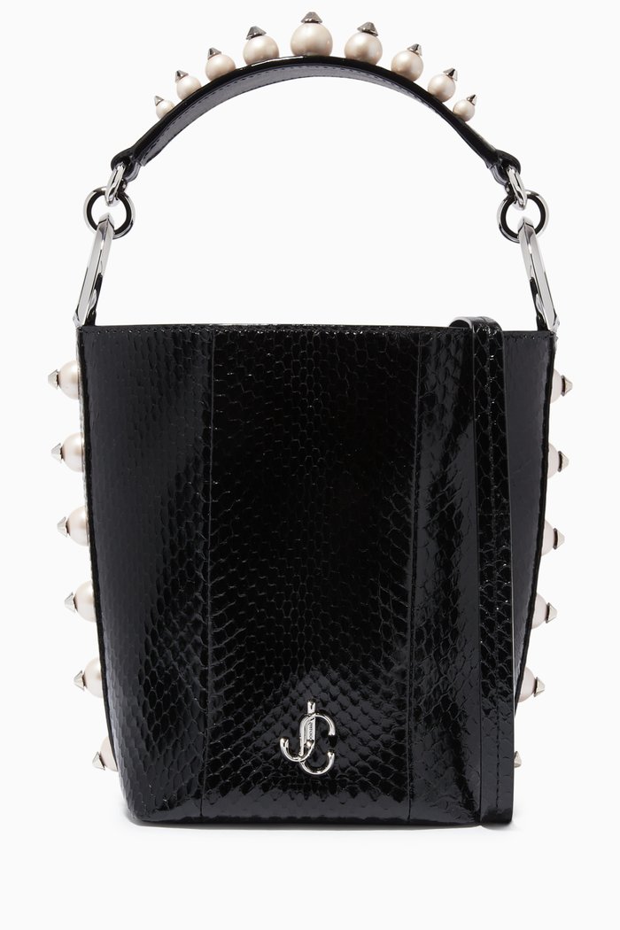 

Varenne Bucket/S Bag in Embossed Leather, Black
