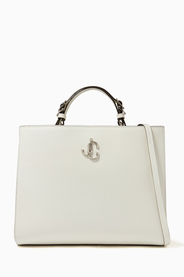 

Varenne Top Handle L Bag in City Grainy Calf Leather, White