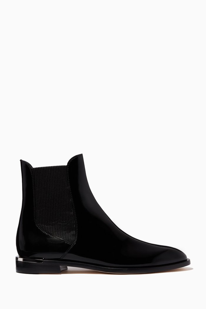 

Rourke Flat Ankle Boots in Shiny Naplack, Black