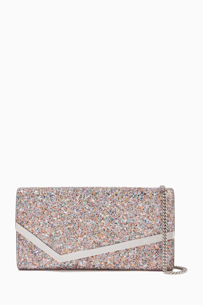 

Mochi Emmie Clutch Bag in Glow-in-the-Dark Glitter, Gold