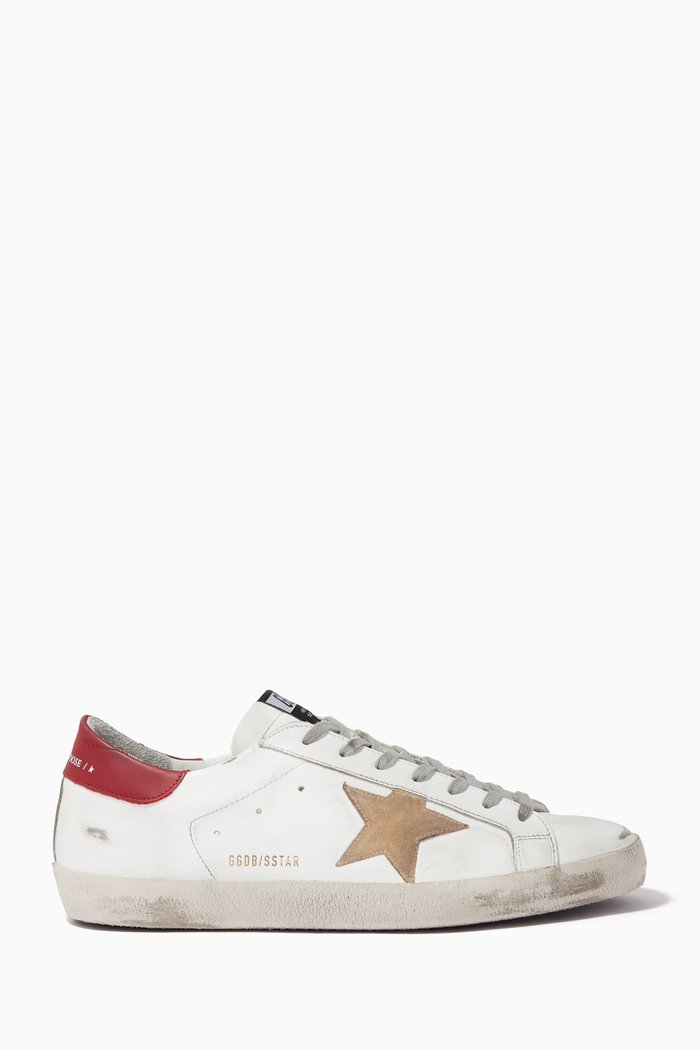 

Super-Star Sneakers with Suede Star in Leather, White