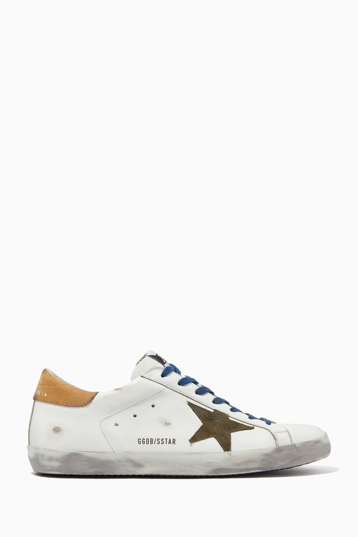 

Super-Star Sneakers with Suede Star in Leather, White