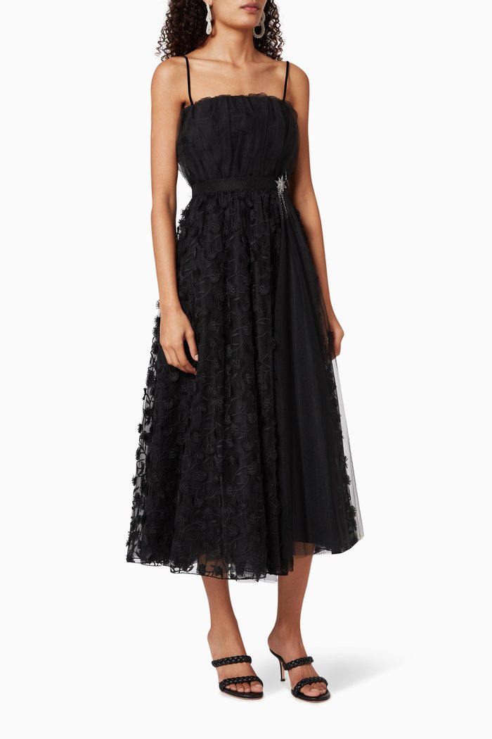 

Jonny Floral Tulle Dress, Black