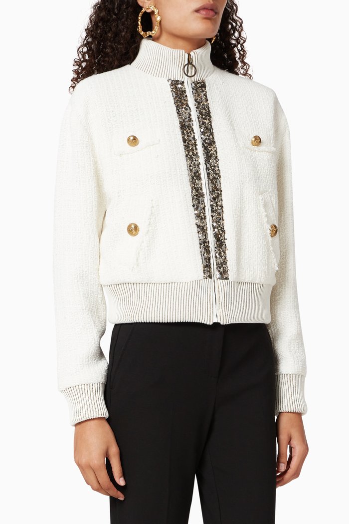 

Janko Tweed Bomber Jacket, White