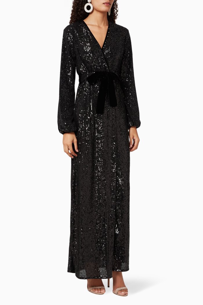 

Germanico Sequinned Maxi Wrap Dress, Black