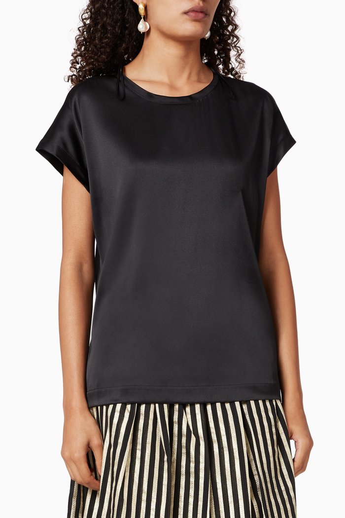 

Farisa 18 Silk Satin Top, Black