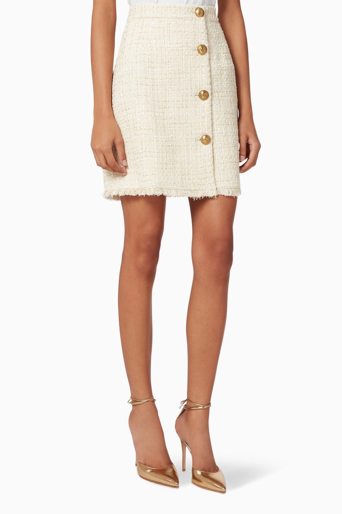 

Pierfrancesco Tweed Mini Skirt, White