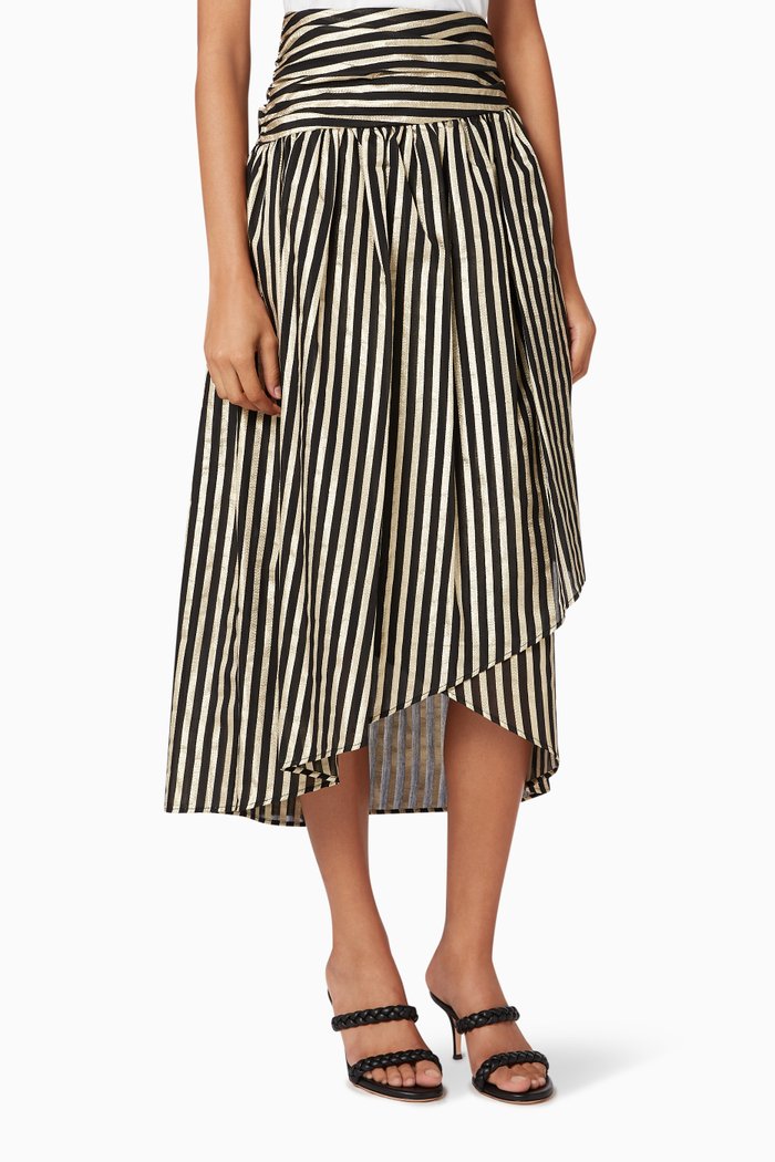Gaudino Striped Midi Skirt, Black