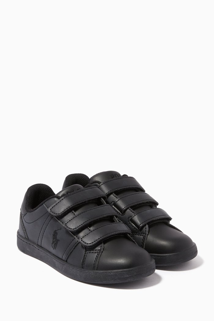 Oaklynn Velcro Sneakers in Leather, Black