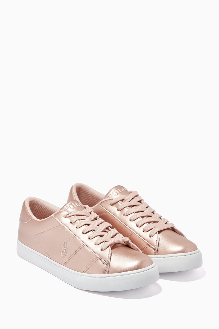 

Theron III Lace-Up Sneakers in Leather, Pink