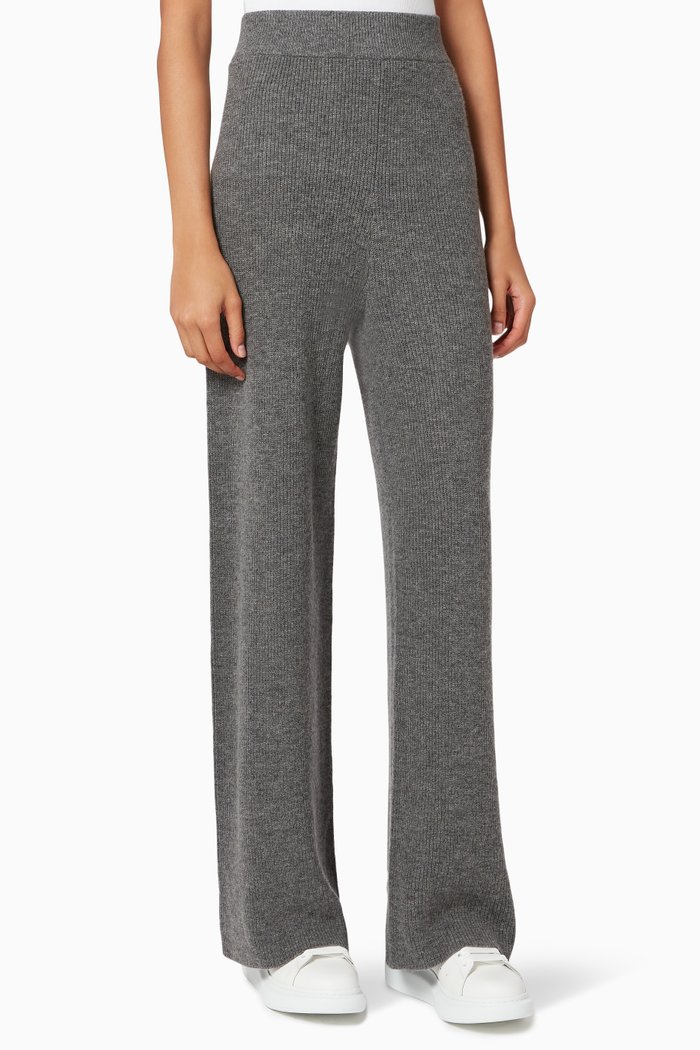 

High-Rise Knit Pants, Grey