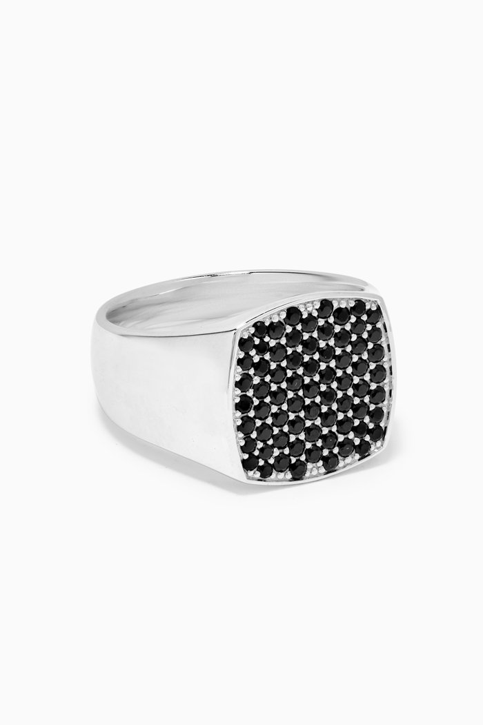 

Pinkie Cushion Black Spinel Ring in Sterling Silver