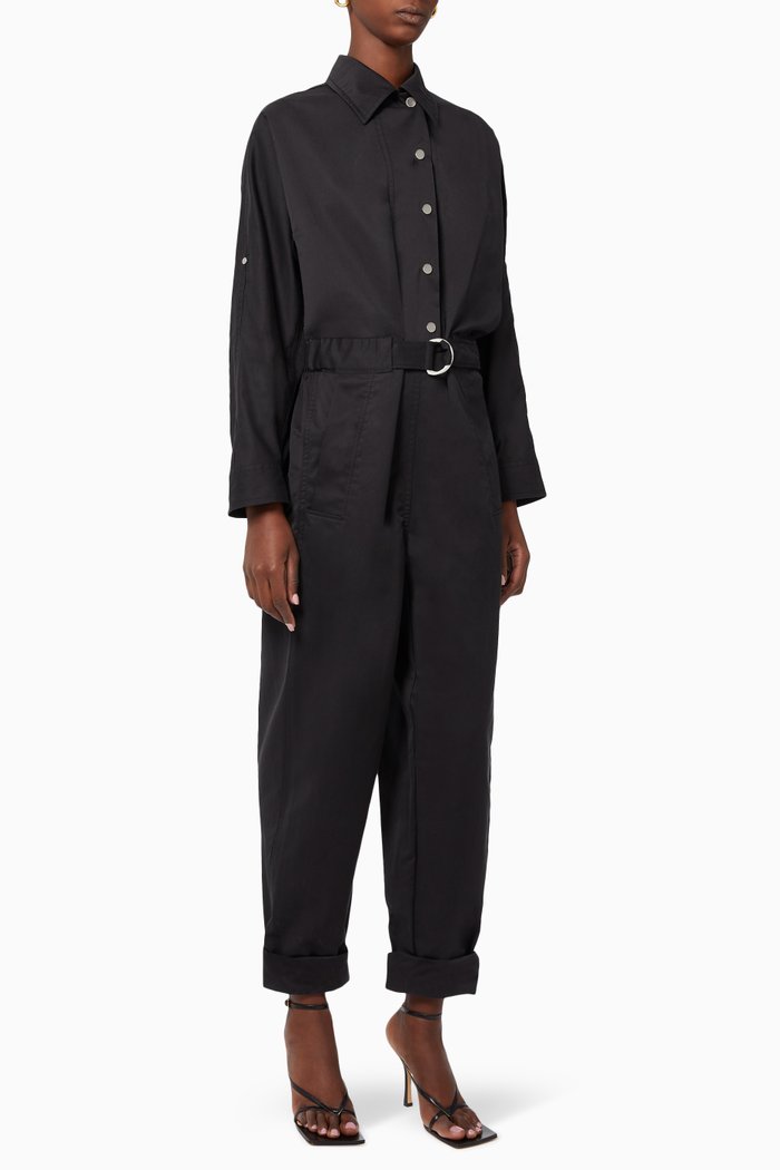 

Utility Twill Belted Jumpsuit, Black