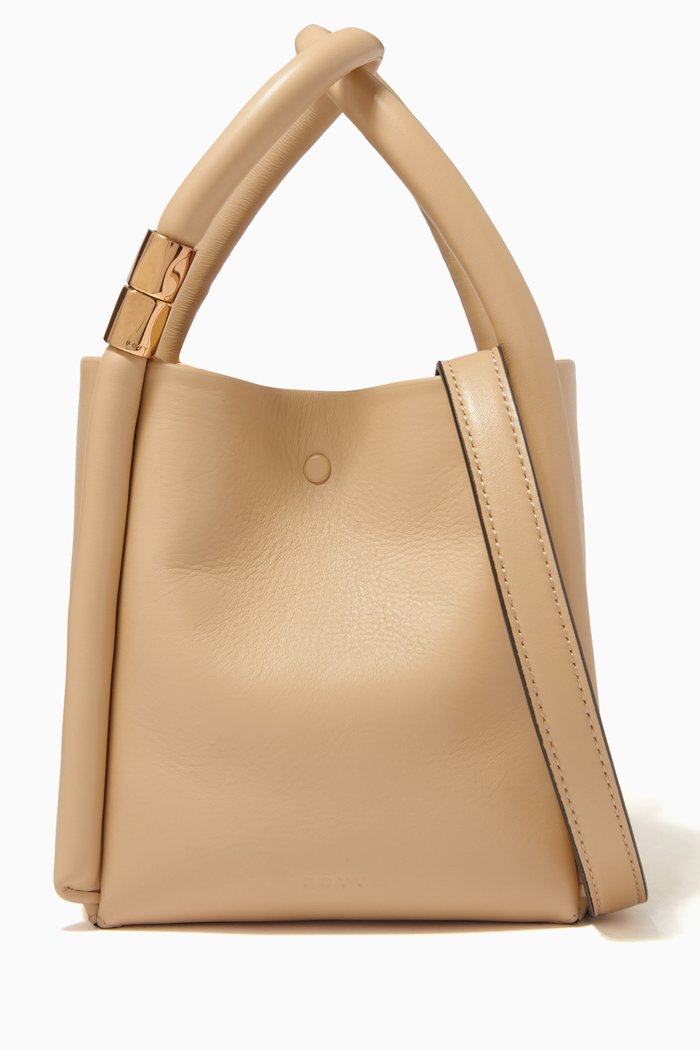 

Lotus 12 Mini Tote Bag in Calf Leather, Neutral