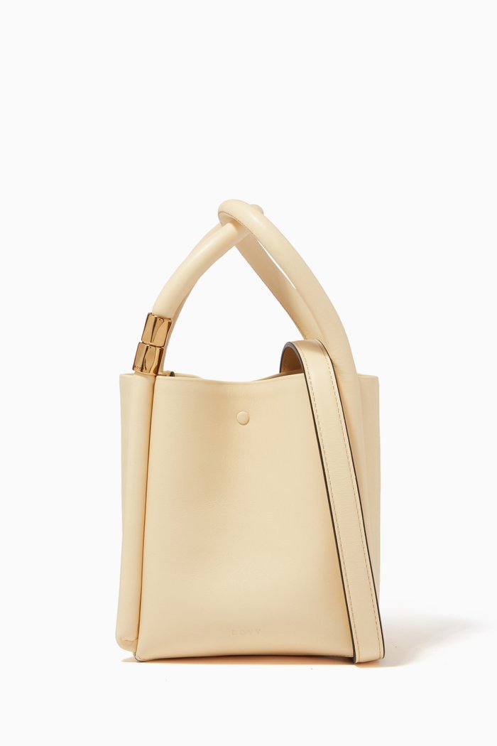 

Lotus 12 Mini Tote Bag in Calf Leather, Neutral