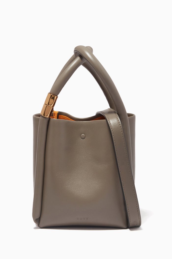 

Lotus 12 Mini Tote Bag in Calfskin, Grey